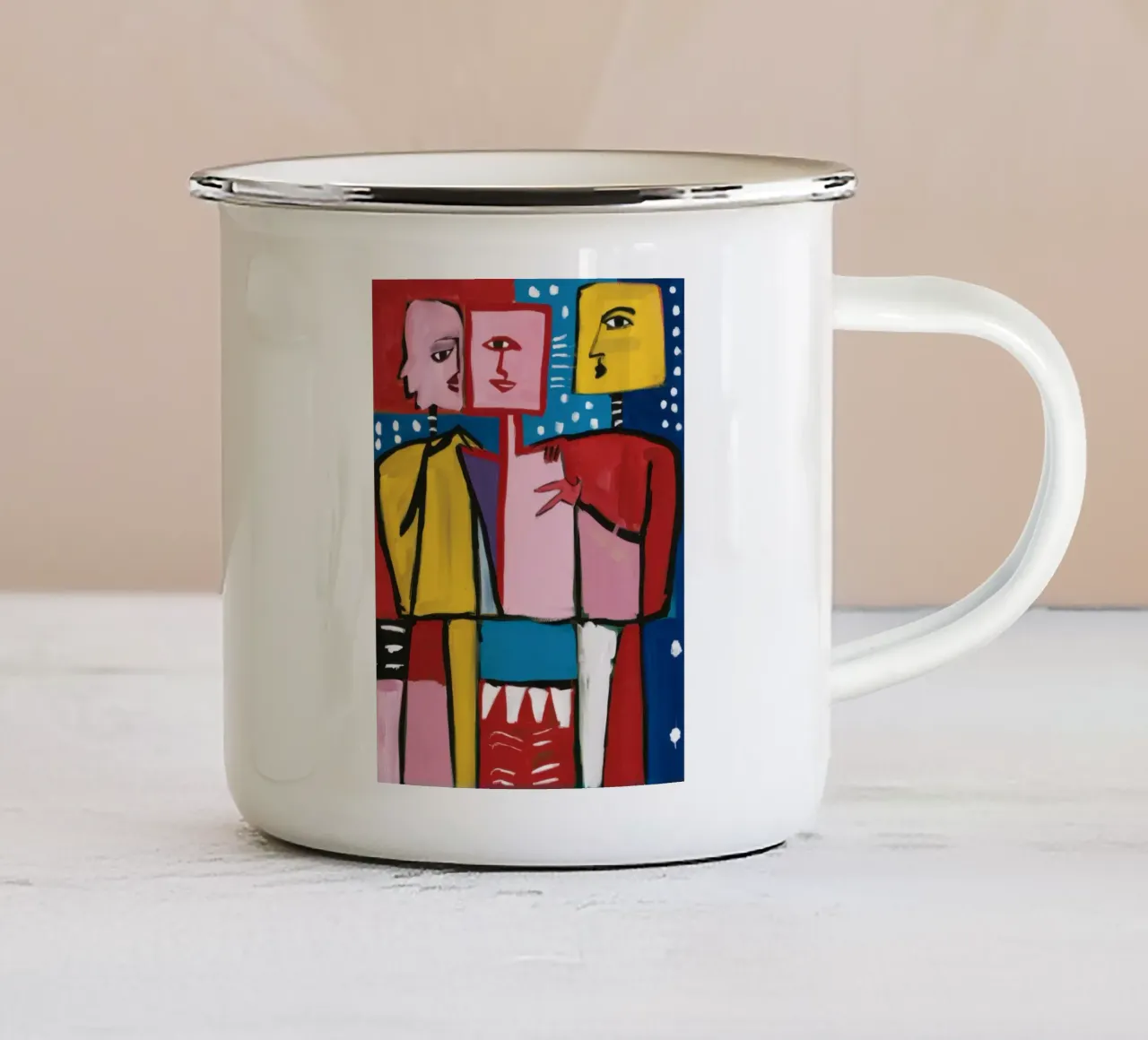 Doppio ritratto cubista tazza in smalto da Solace Light