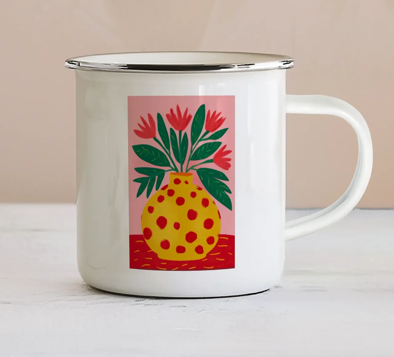 Fiore a pois Joy tazza in smalto da Solace Light