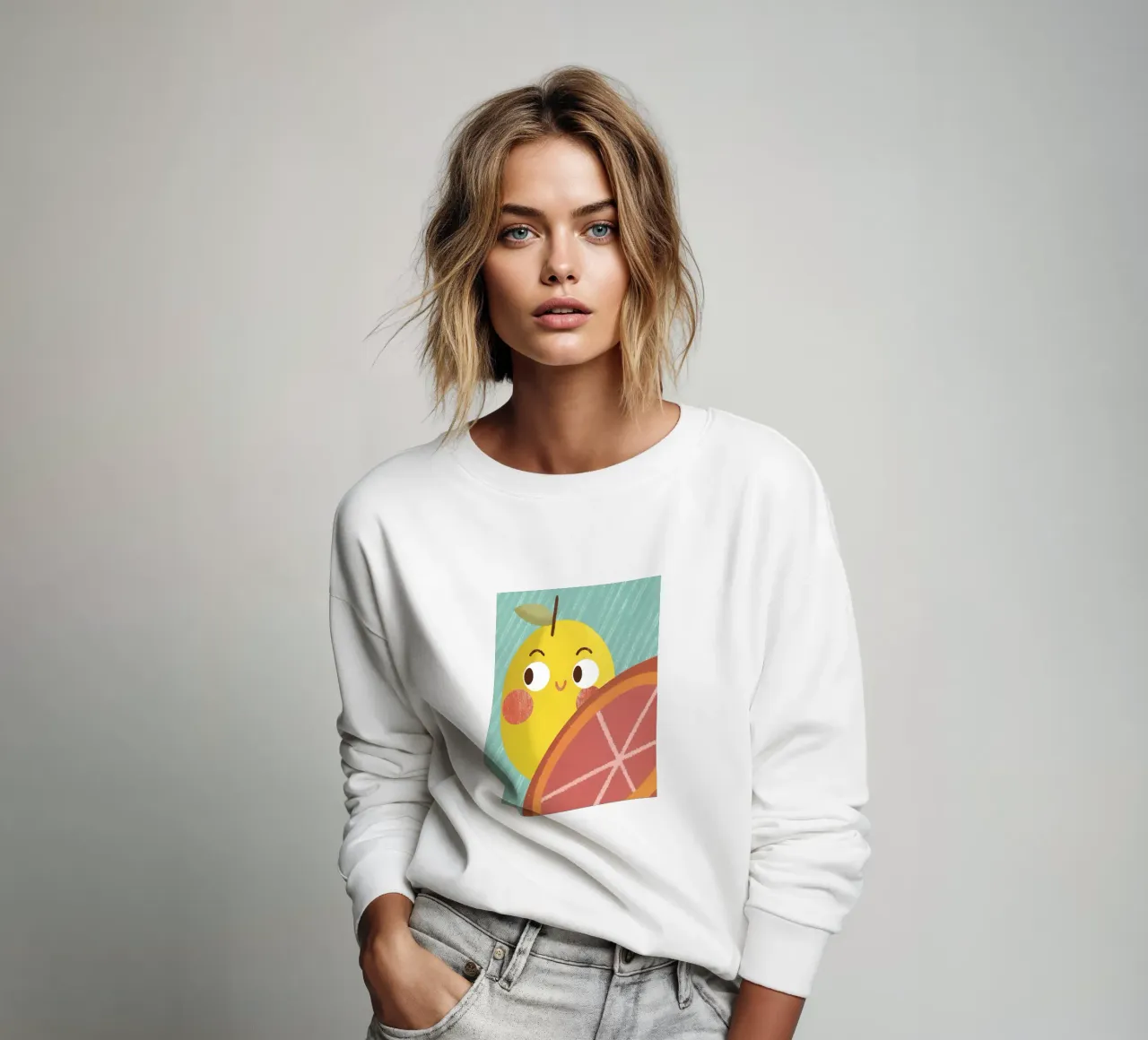 Vrolijke citroen en sinaasappel sweatshirt van LOYAL SHOP