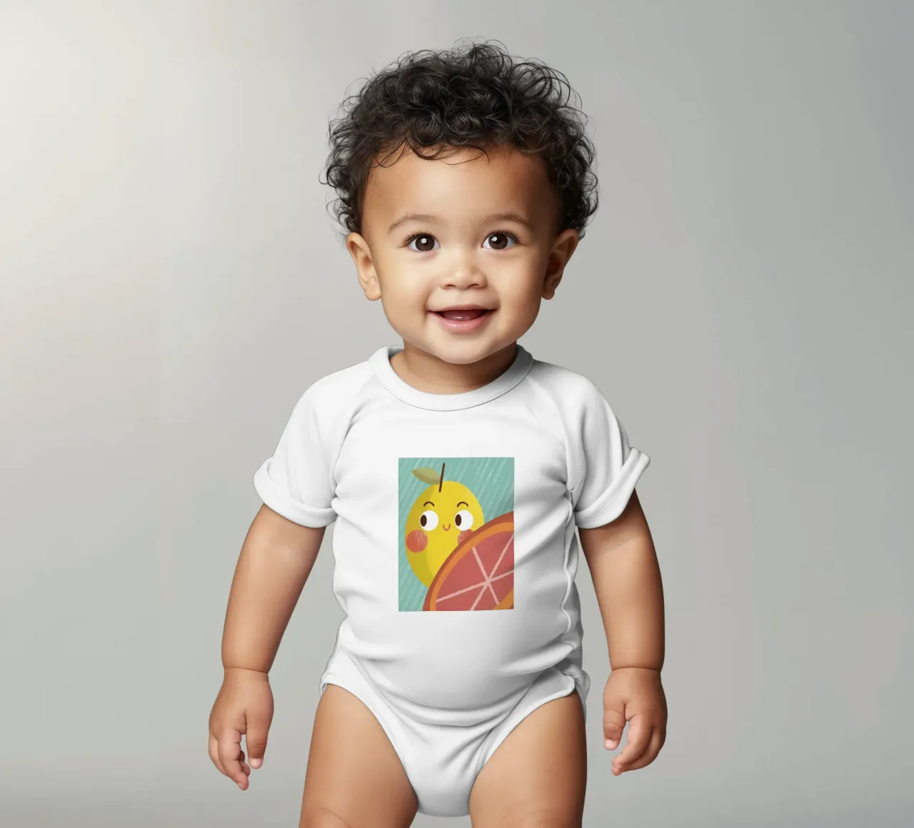 Fröhliche Zitrone und Orange Kurzarm Babybody von LOYAL SHOP