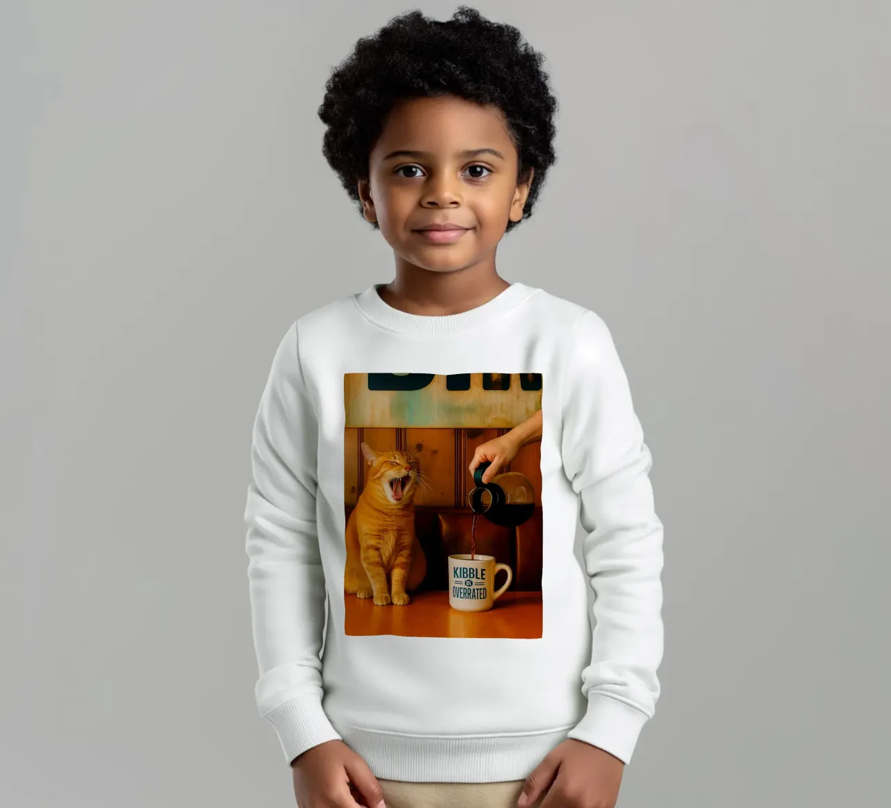 sbadiglio gatto e caffè felpa bambino da tamarind