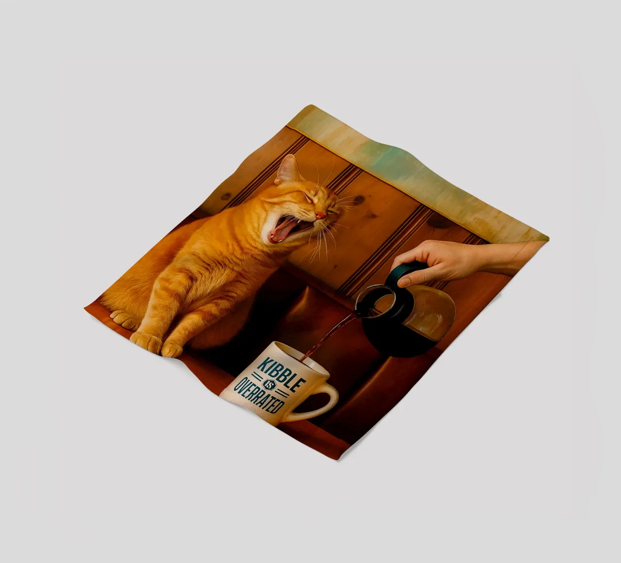 sbadiglio gatto e caffè coperta in pile da tamarind