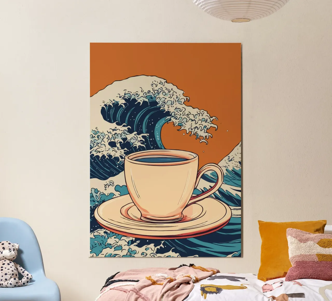 Coffee Wave poster con telaio in legno da edsonramosart