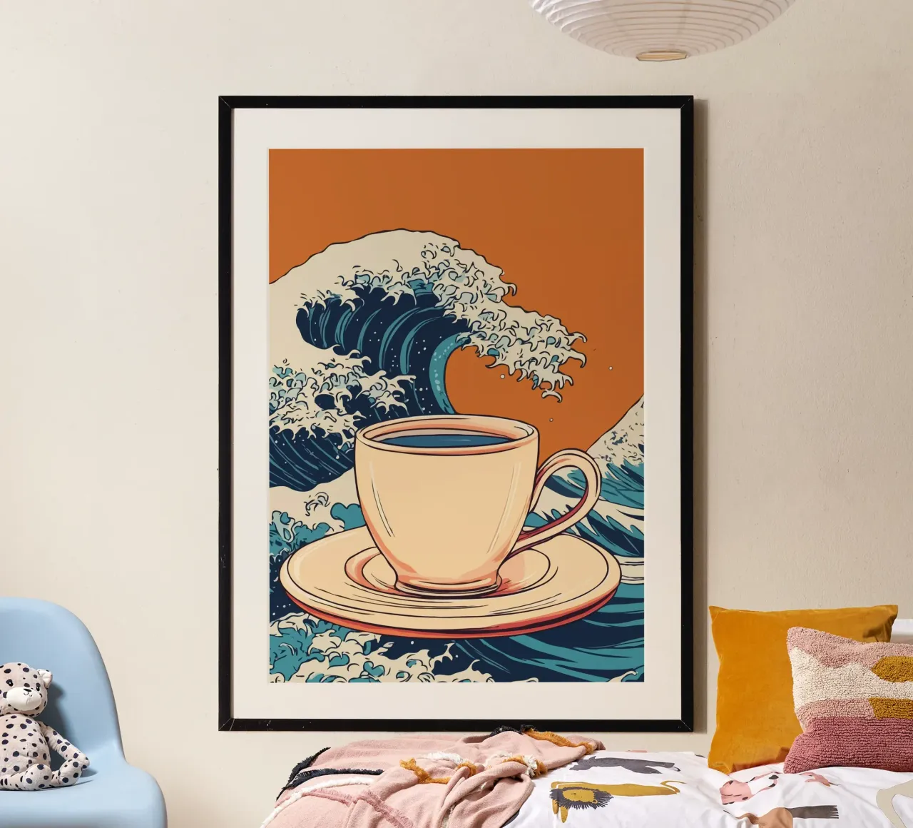 Coffee Wave poster con telaio in legno da edsonramosart