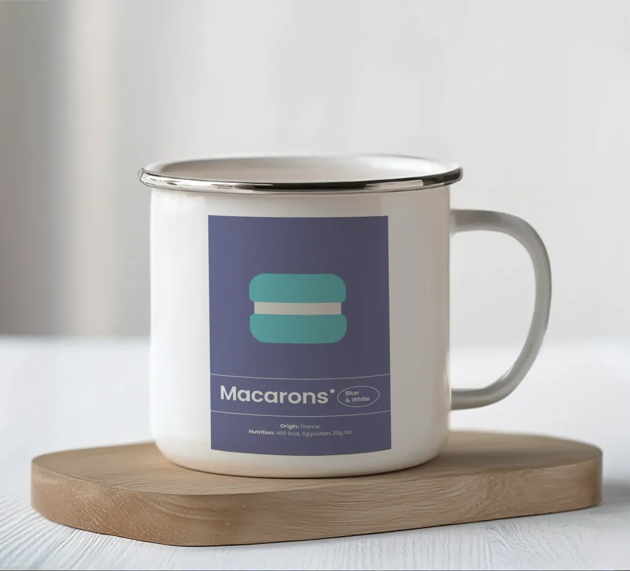 L'arte del macaron blu tazza in smalto da Nina Wolf