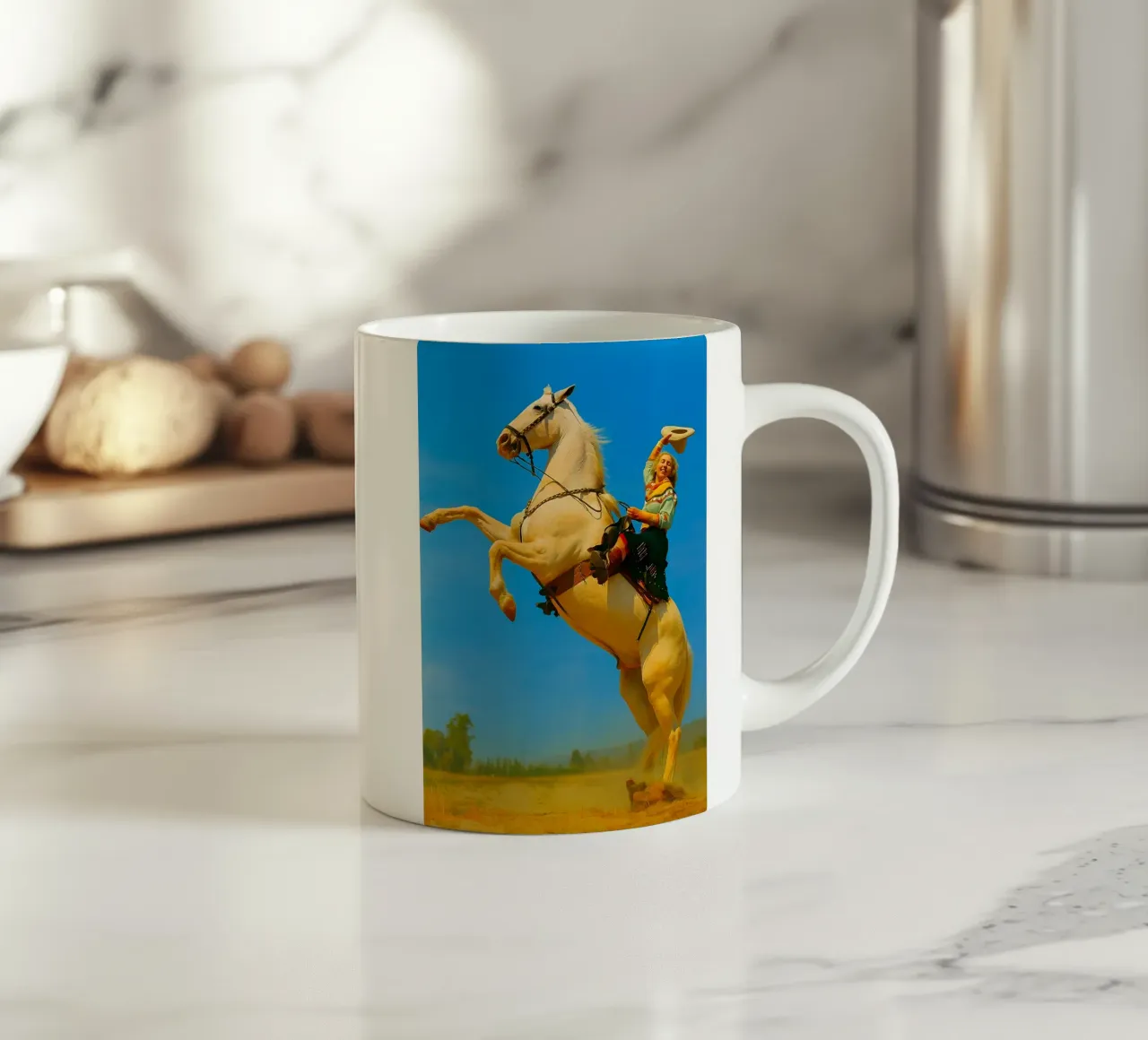 donne e cavallo tazza in ceramica da tamarind