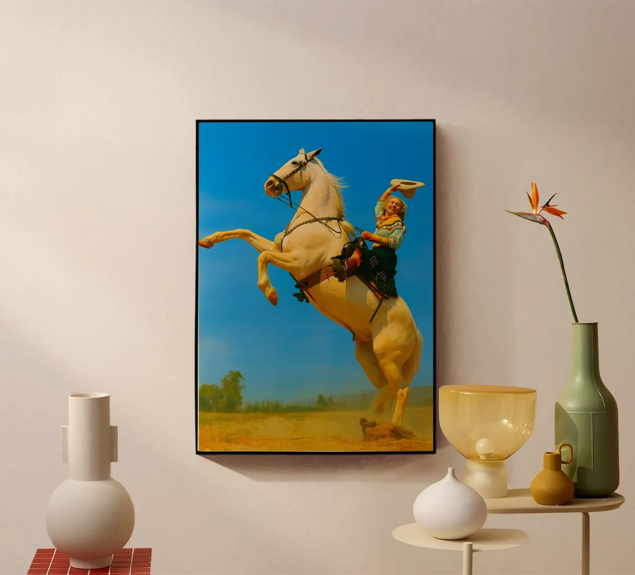 women and horse acrylic glass by tamarind