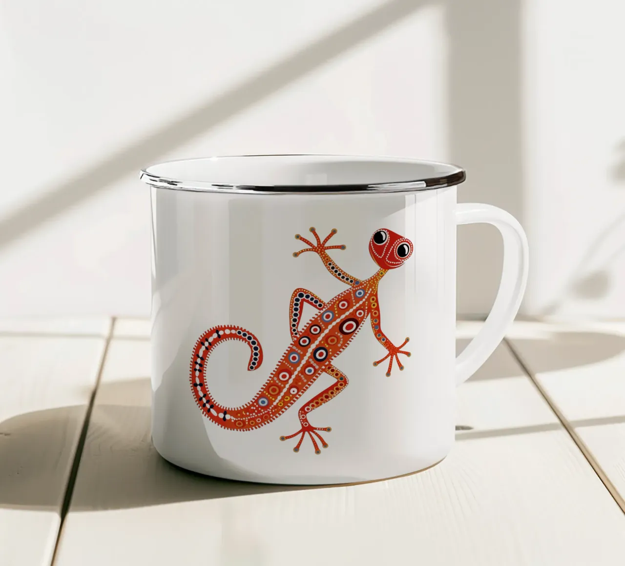 Design del geco aborigeno tazza in smalto da Autofocus