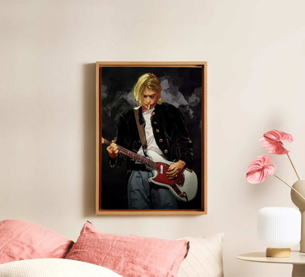 Kurt Cobain Nirvana tela con Cornice a cassetta da nabakumov