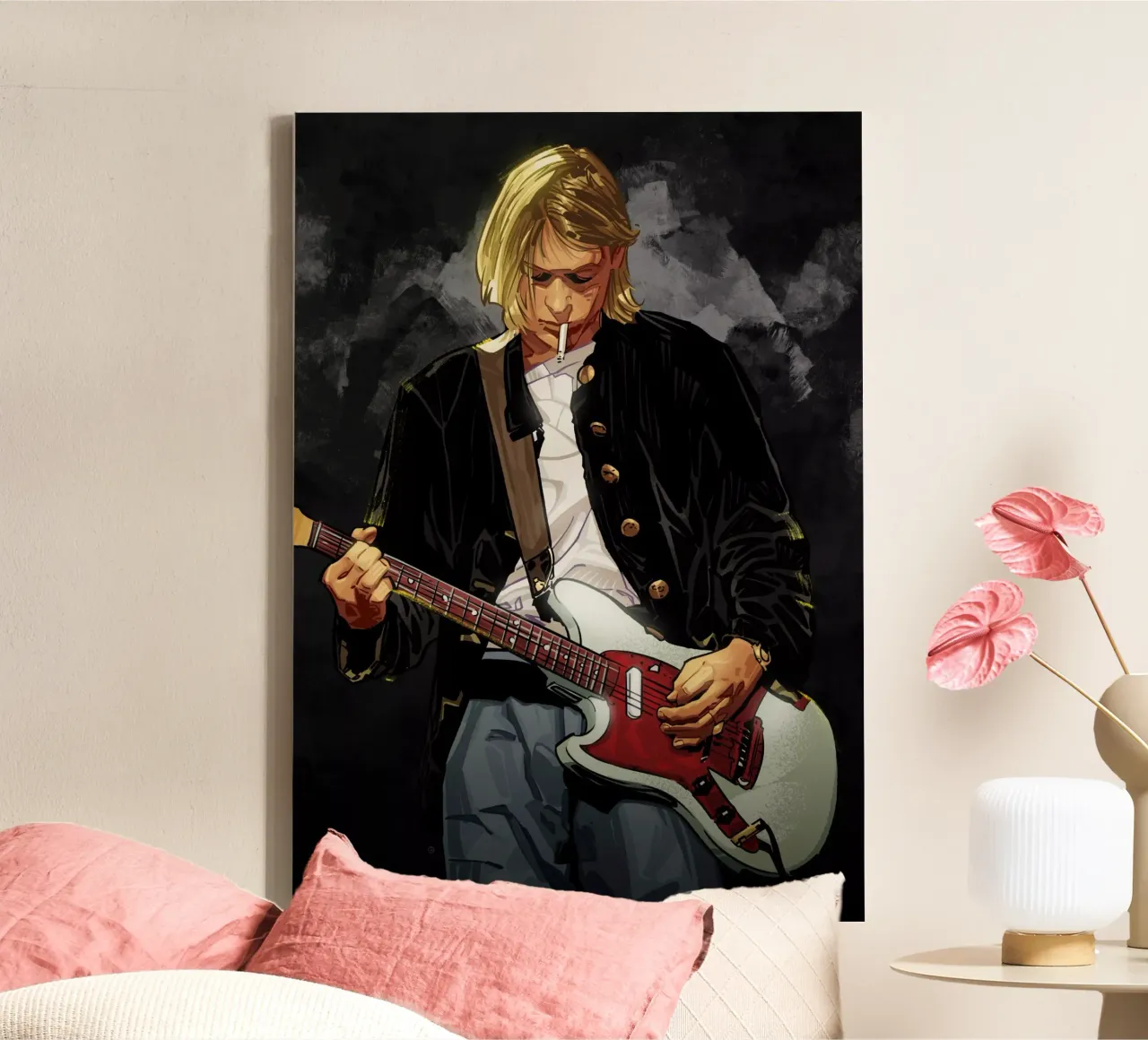 Kurt Cobain Nirvana tela con Cornice a cassetta da nabakumov