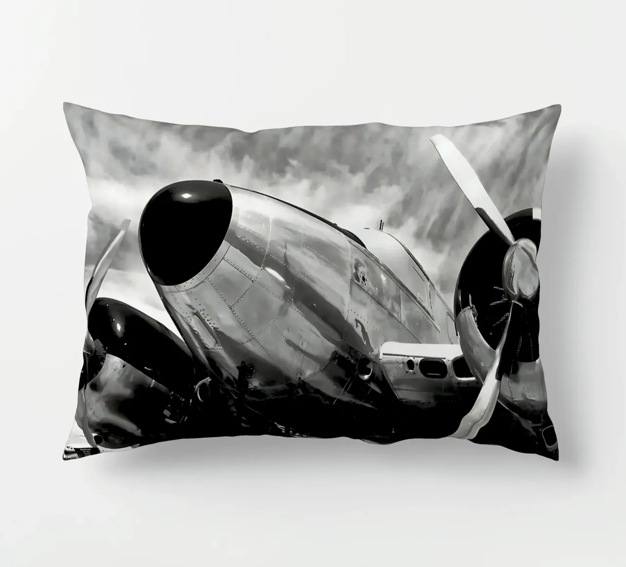 Aeroplano ad elica retrò in monocromia b&n vintage cuscino da DiveDuke