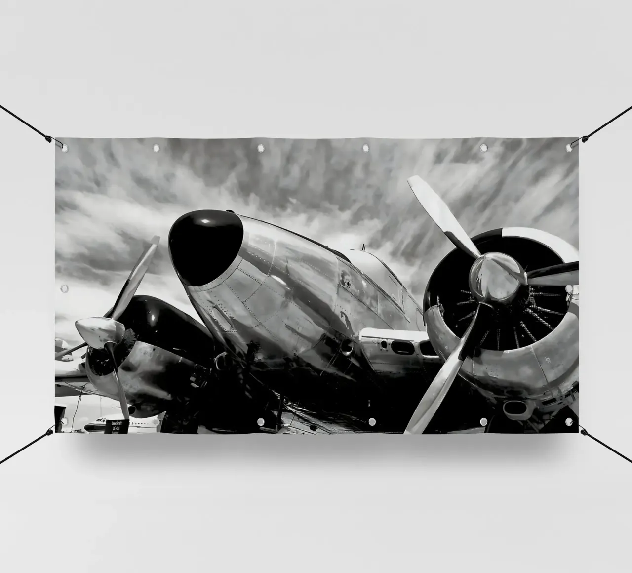 Aeroplano ad elica retrò in monocromia b&n vintage telo in pvc da DiveDuke