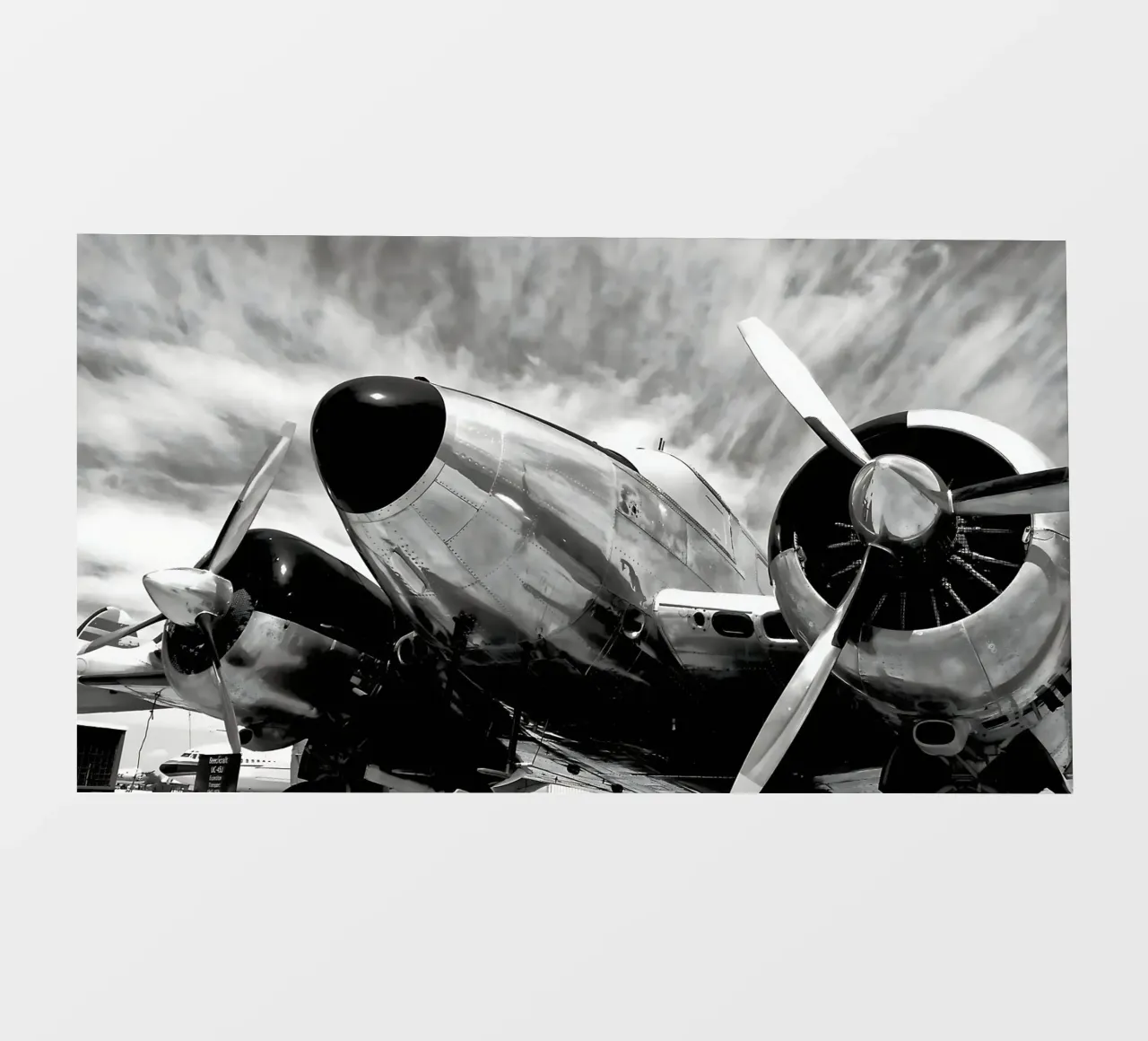 Aeroplano ad elica retrò in monocromia b&n vintage telo in pvc da DiveDuke