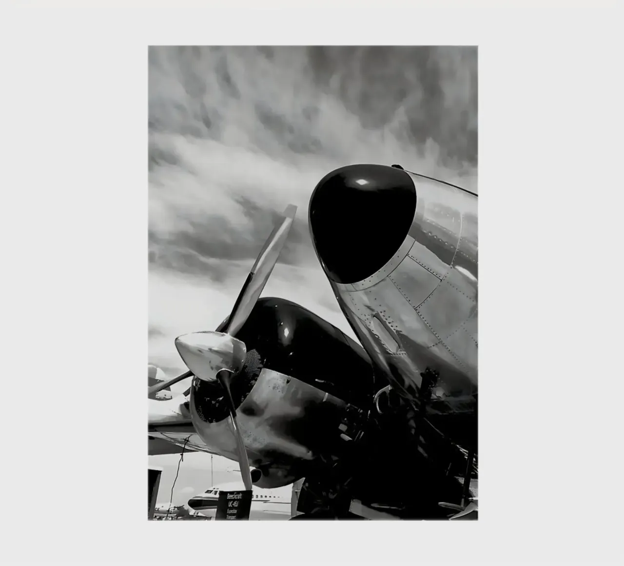 Retro propeller aeroplane in monochrome b&w vintage notebook by DiveDuke