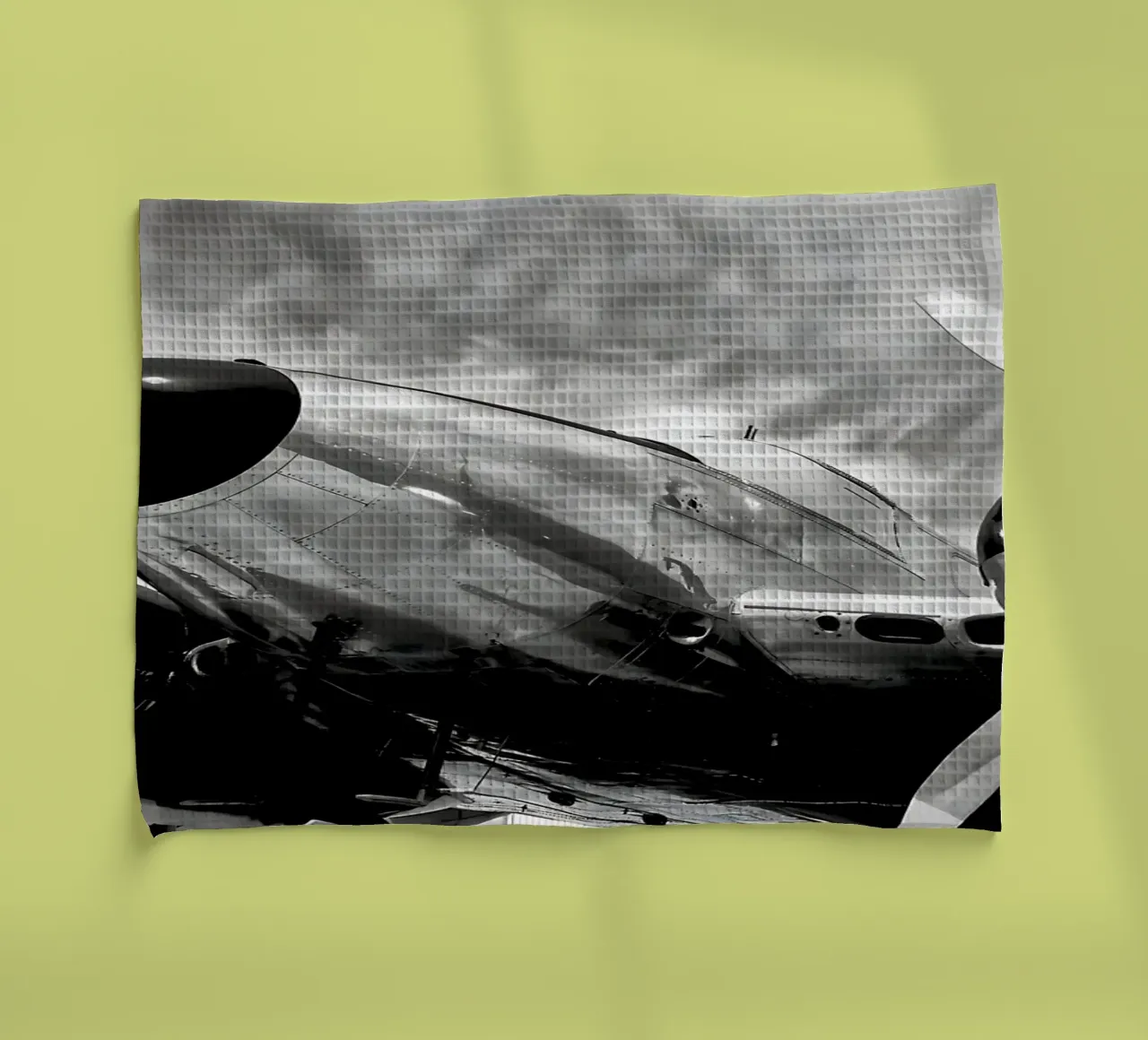 Aeroplano ad elica retrò in monocromia b&n vintage canovaccio da cucina da DiveDuke