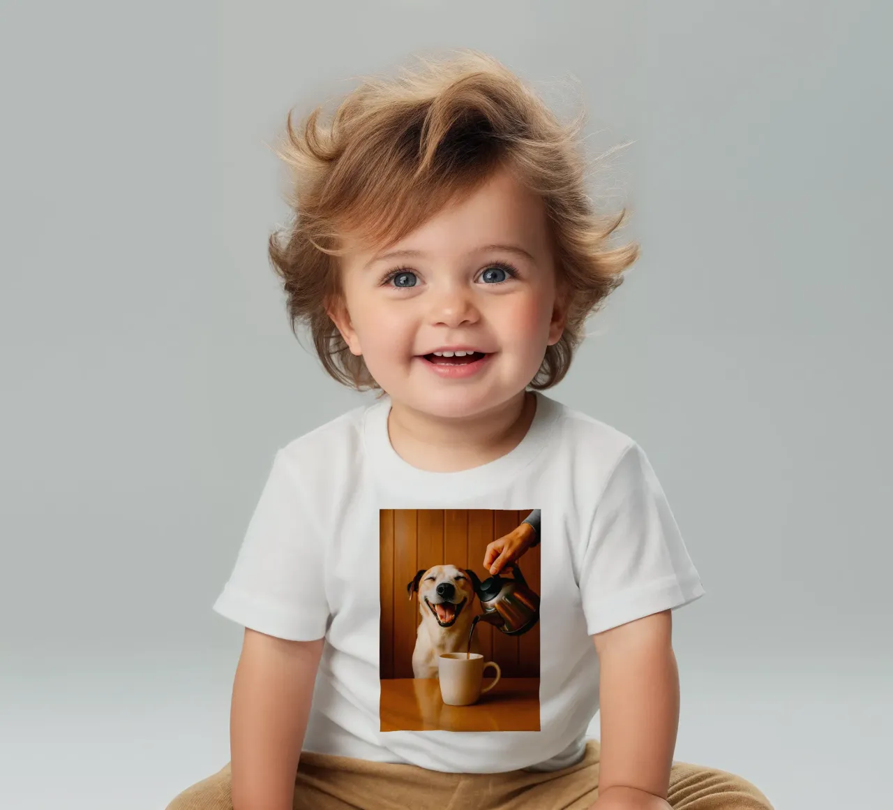sorriso cane e caffè maglietta neonato da tamarind