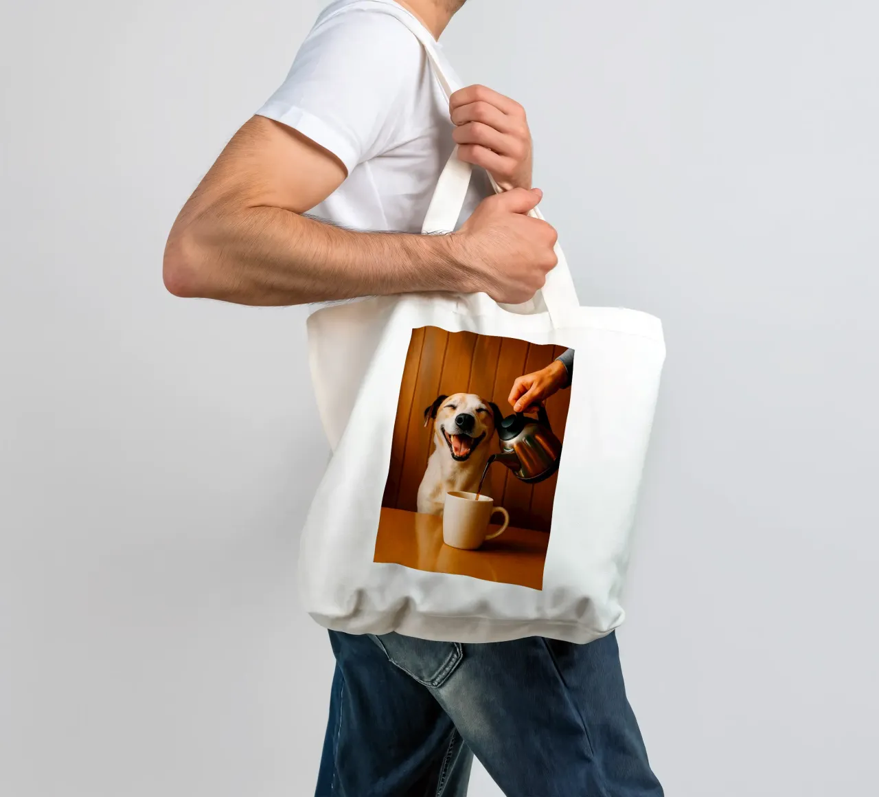 sorriso cane e caffè borsa in juta da tamarind