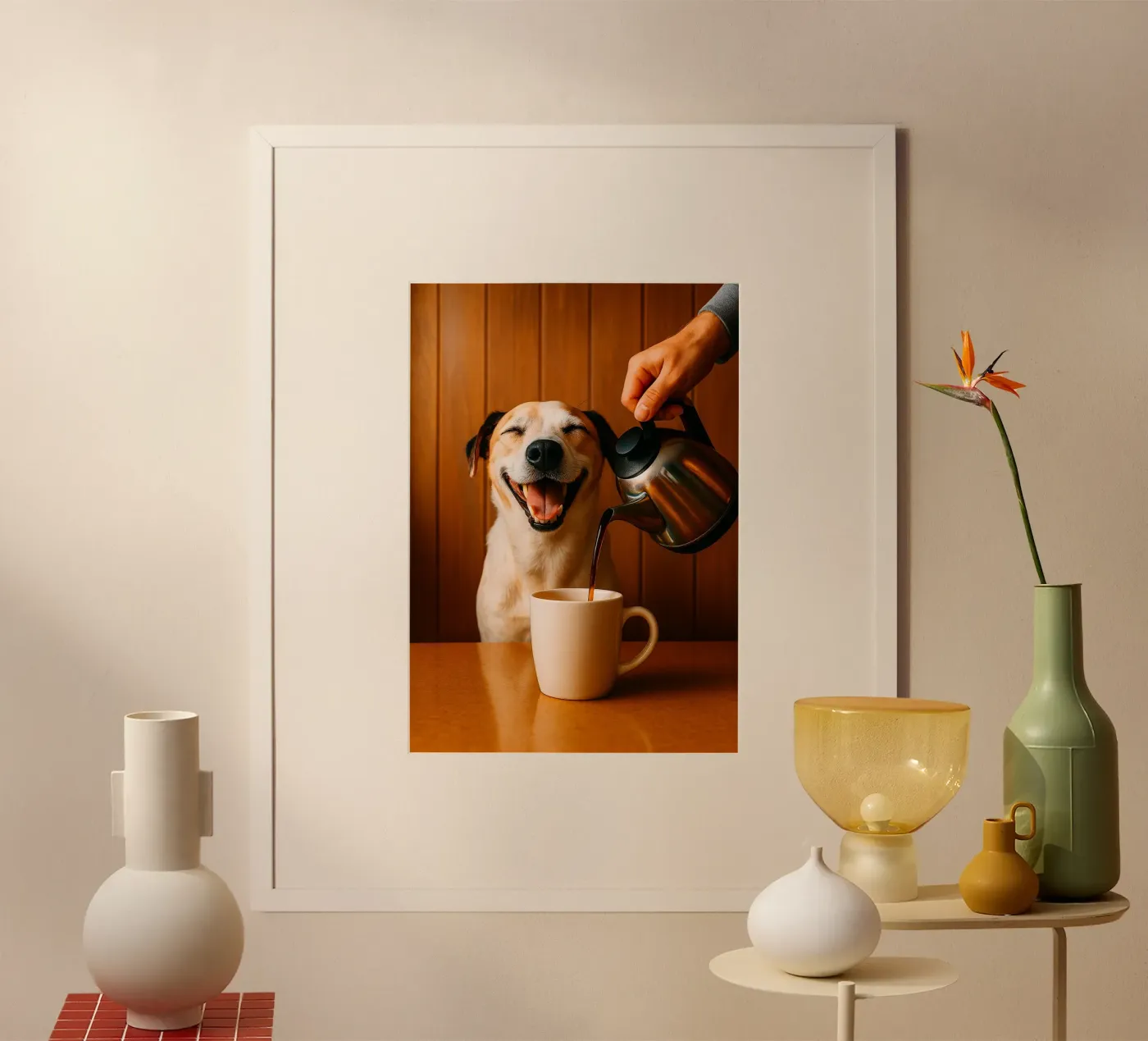 sourire, chien et café poster de tamarind