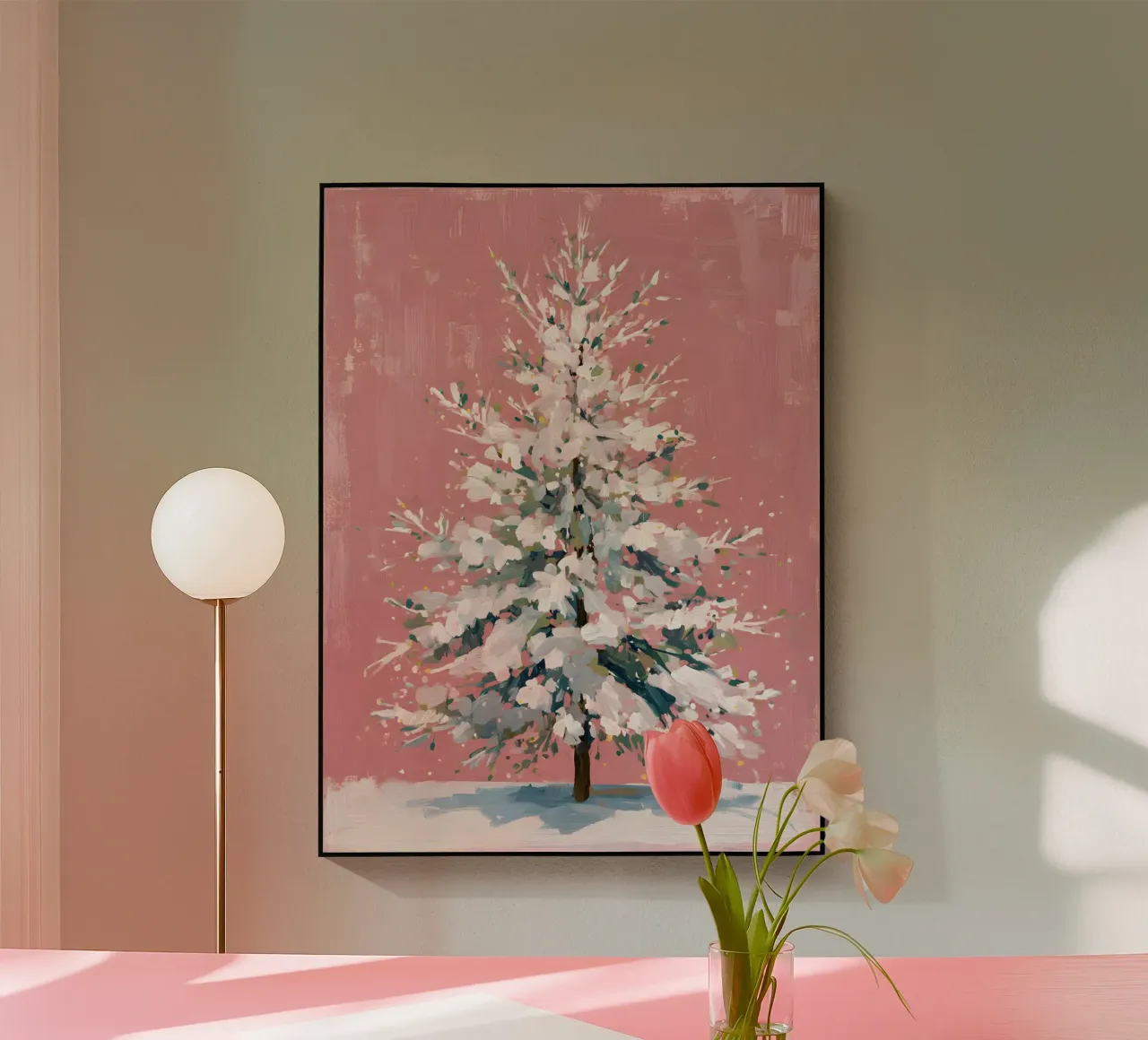 Blush Snow Tree plexiglass da Velvet Winter Studio
