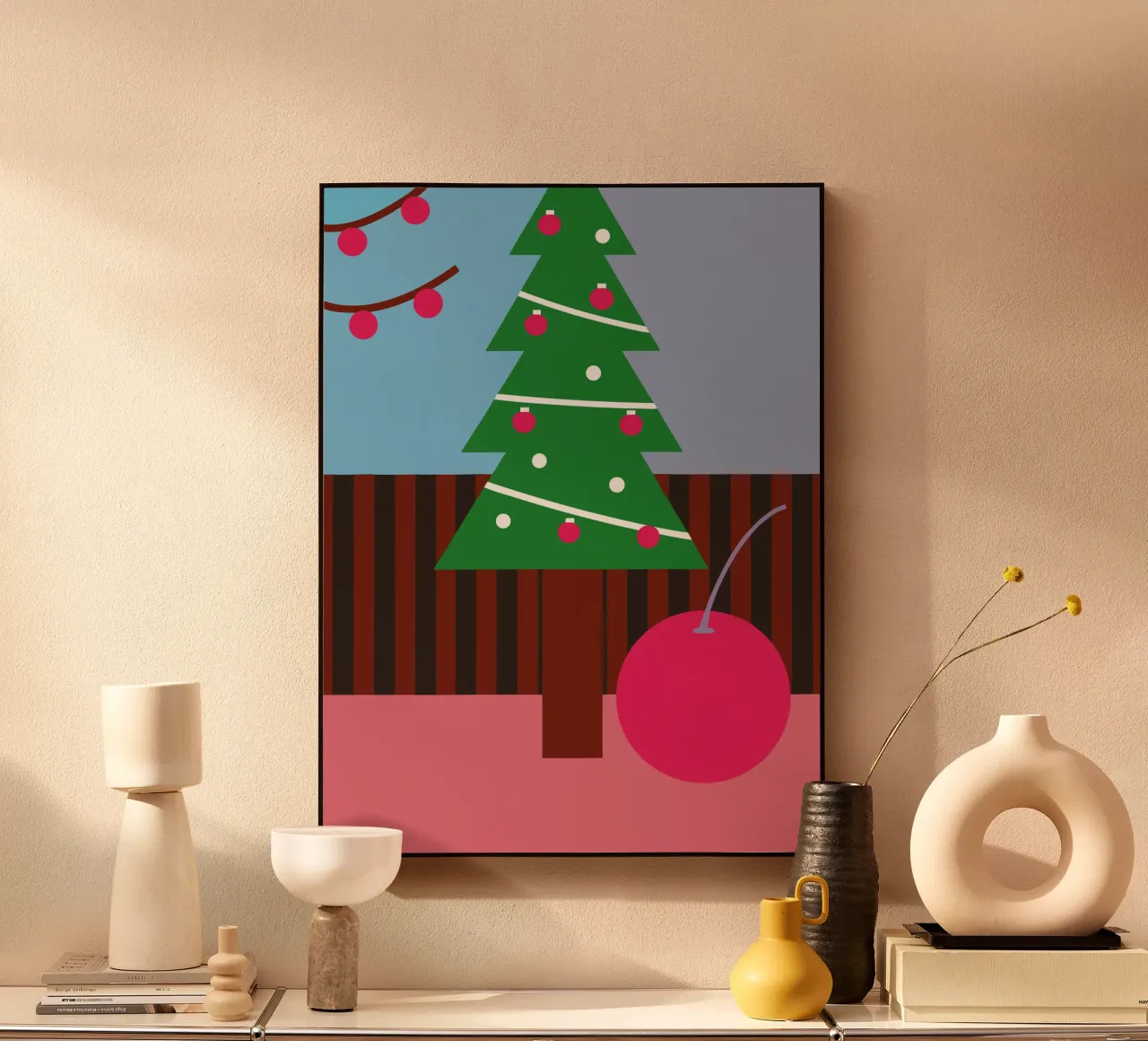 Albero di Natale e ciliegie alluminio dibond da LOOK DIFFERENT