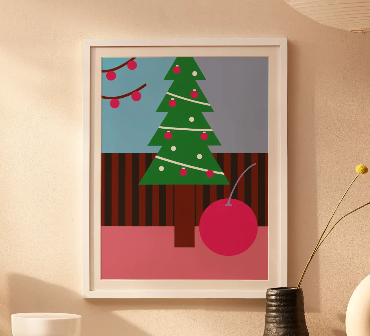 Albero di Natale e ciliegie carta hahnemühle da LOOK DIFFERENT