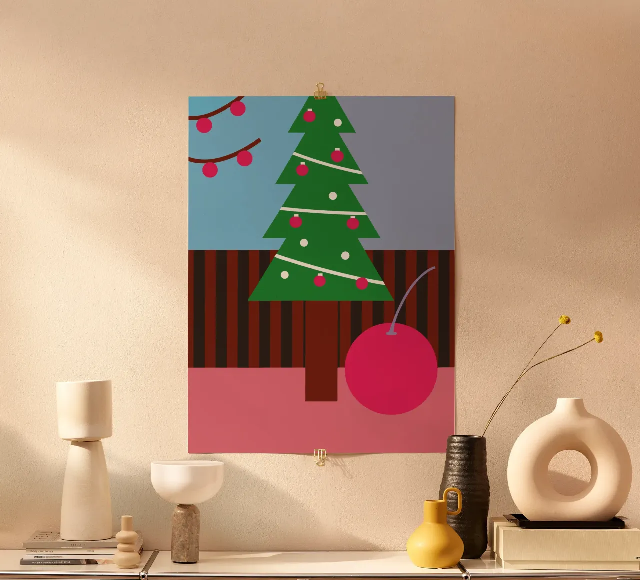 Albero di Natale e ciliegie carta hahnemühle da LOOK DIFFERENT