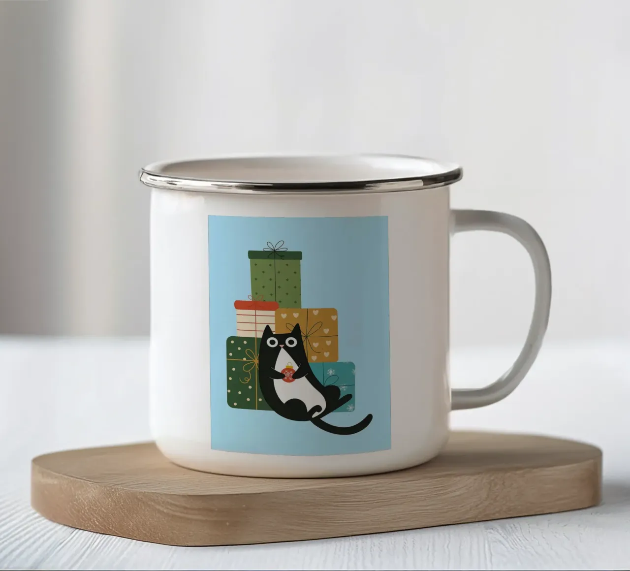 regalo di Natale per gatti tazza in smalto da Avocadoz