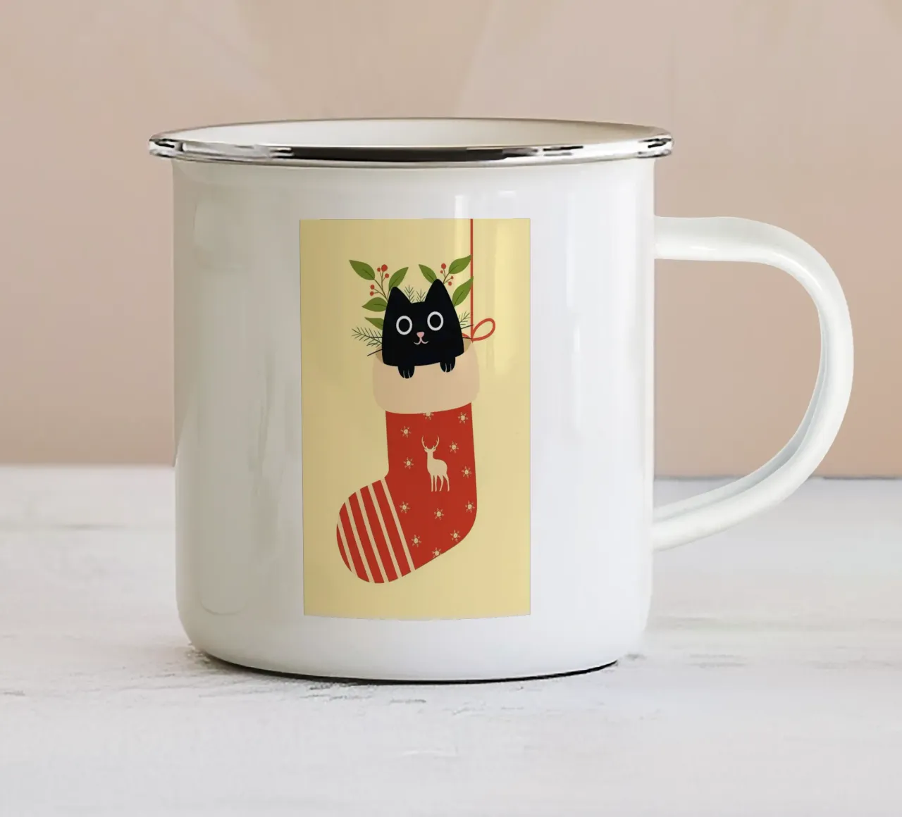 calzino di Natale per gatti tazza in smalto da Avocadoz
