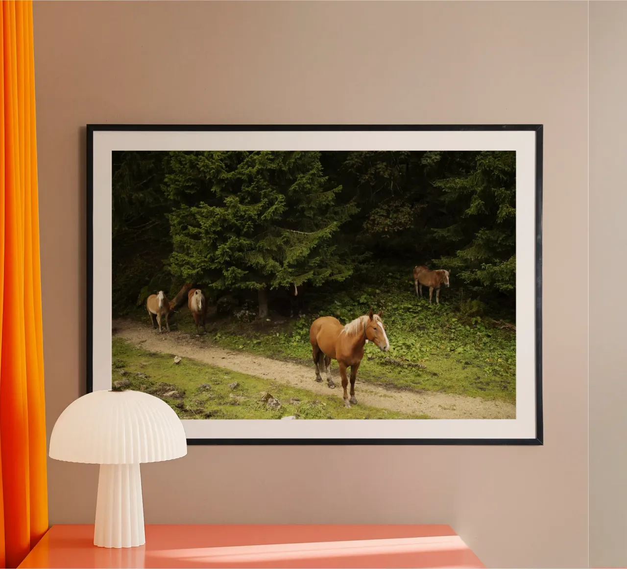 Cavalli nella foresta carta hahnemühle da art picture