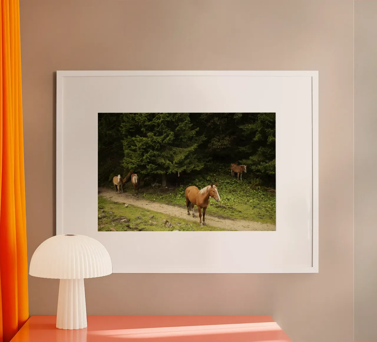 Cavalli nella foresta carta hahnemühle da art picture
