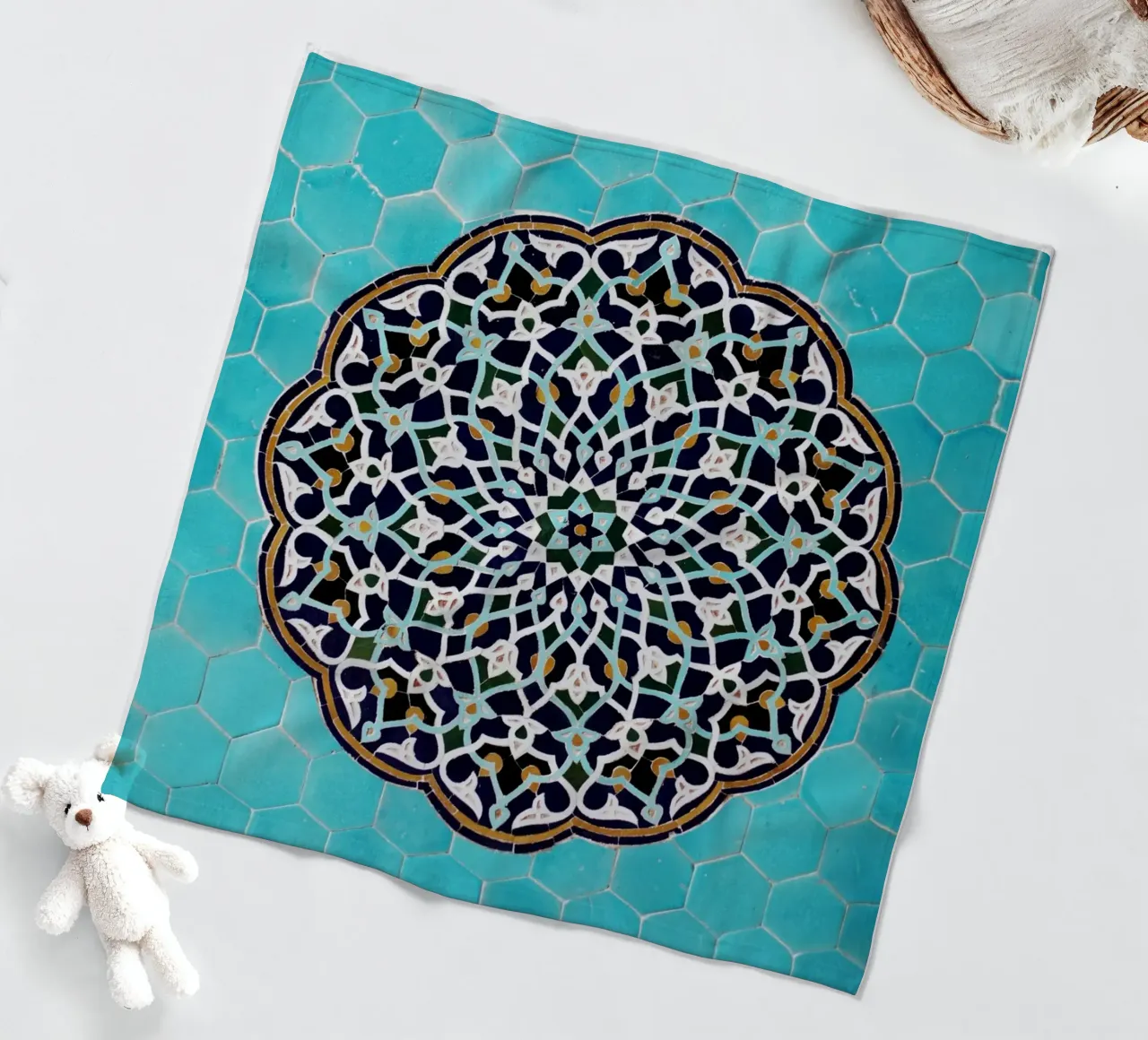 Mosaic pattern in mosque in Iran fleece blanket by atmospheric pictures