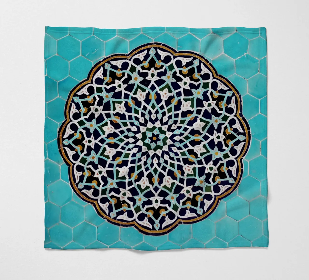 Mosaic pattern in mosque in Iran fleece blanket by atmospheric pictures