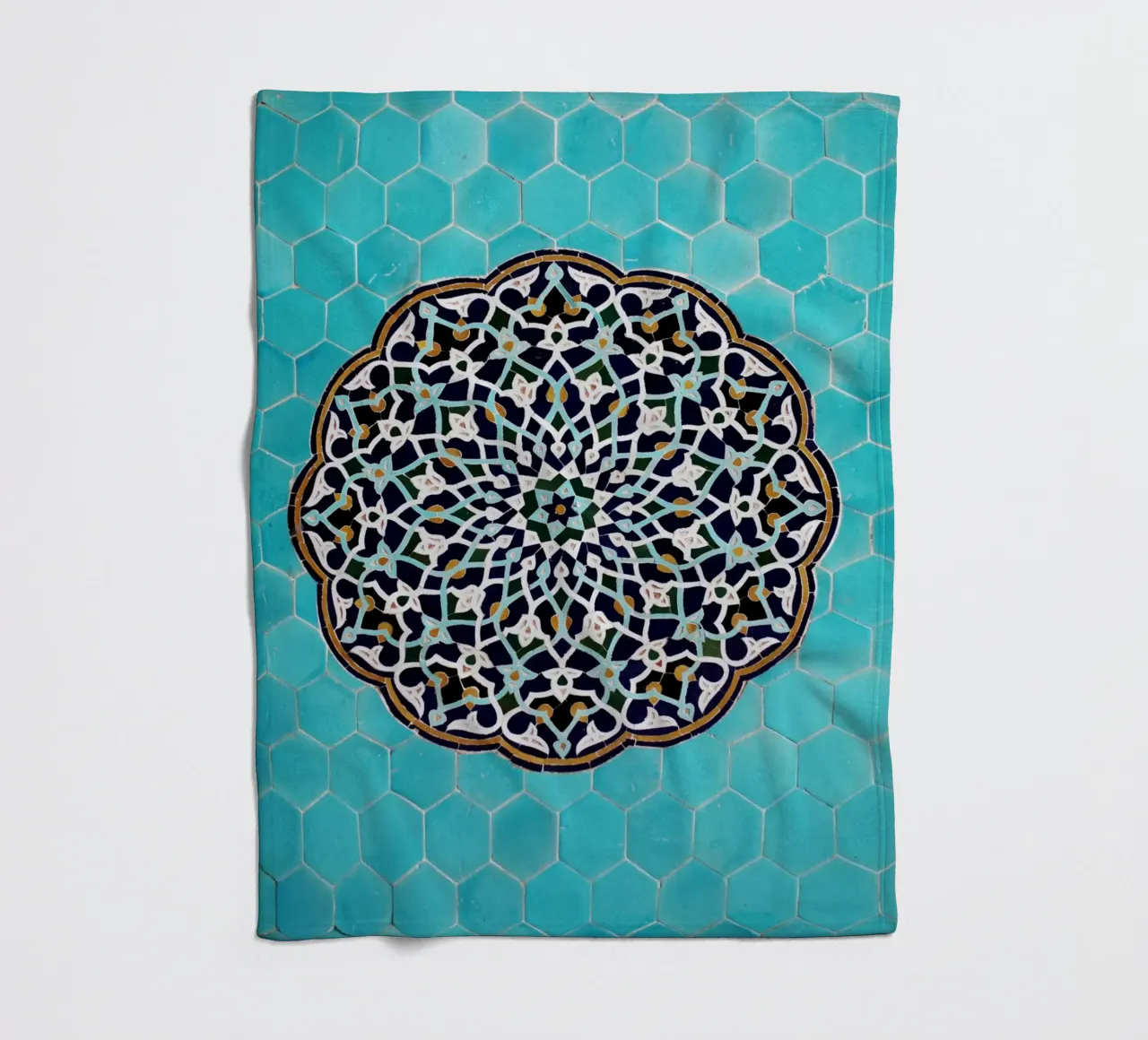 Mosaic pattern in mosque in Iran fleece blanket by atmospheric pictures