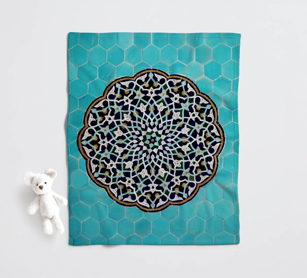 Mosaic pattern in mosque in Iran fleece blanket by atmospheric pictures