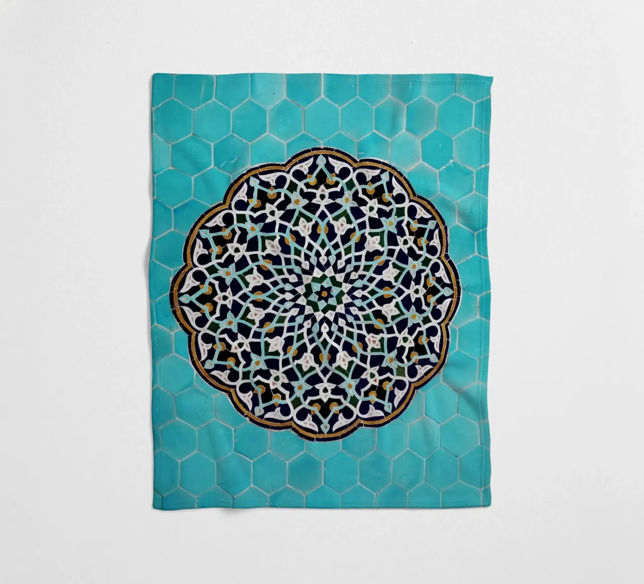 Mosaic pattern in mosque in Iran fleece blanket by atmospheric pictures