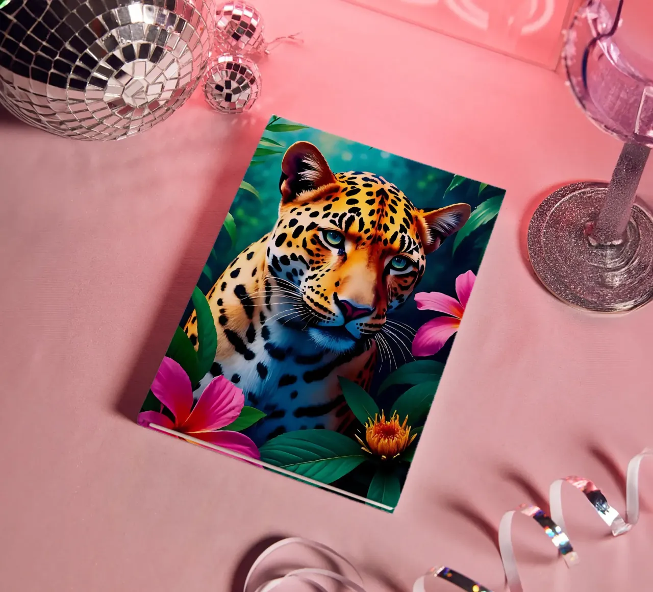 🐆🌺 Leopard | Tropical Radiance – Maximalist Jungle Glow notebook by LUMAQUA STUDIO