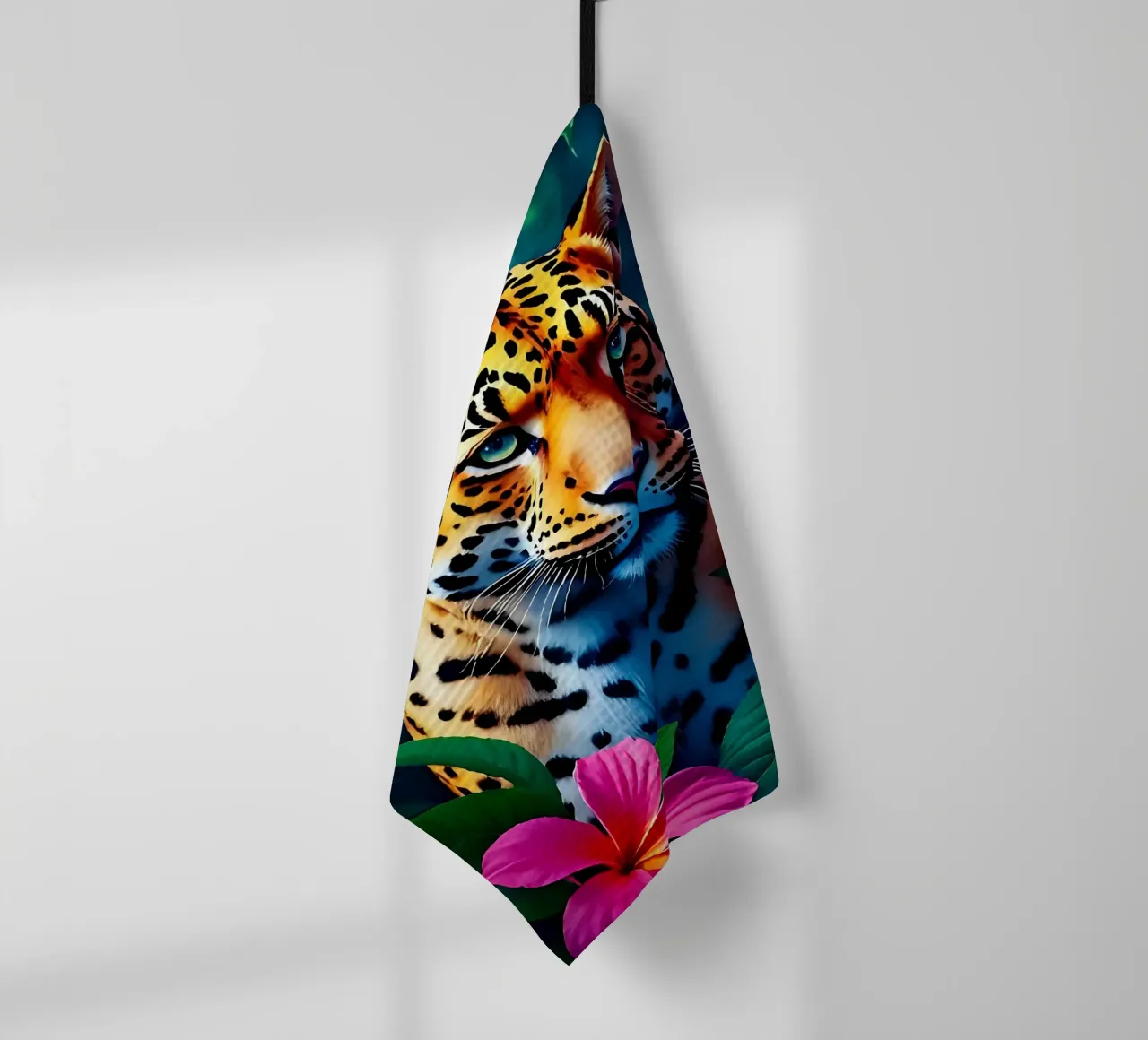🐆🌺 Leopard | Tropical Radiance - Maximalist Jungle Glow torchon de LUMAQUA STUDIO