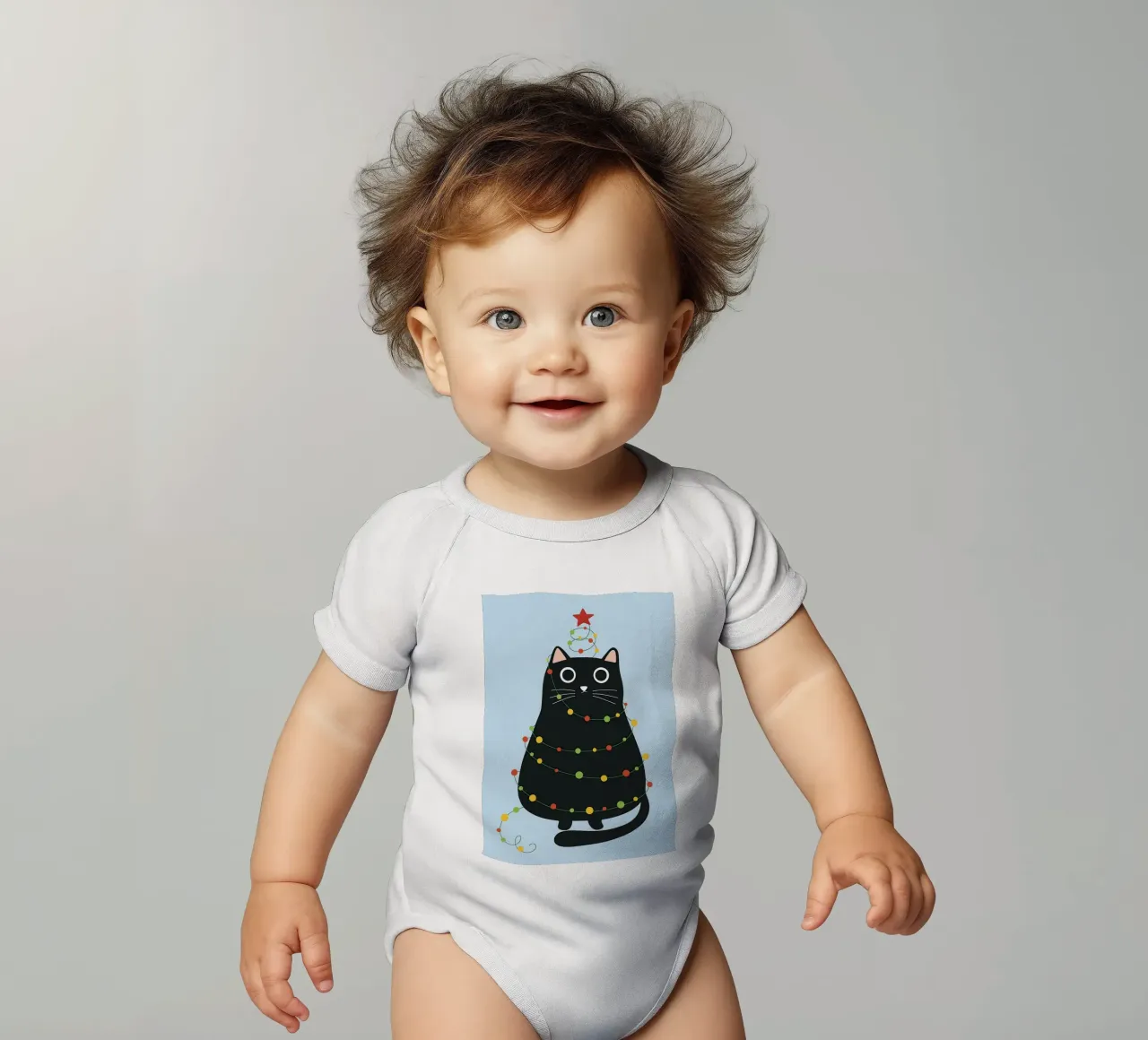 lampada per gatti albero di Natale body neonato maniche corte da Avocadoz