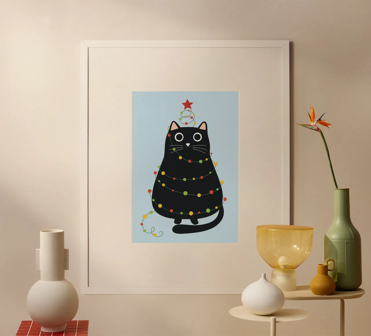lampada per gatti albero di Natale carta hahnemühle da Avocadoz