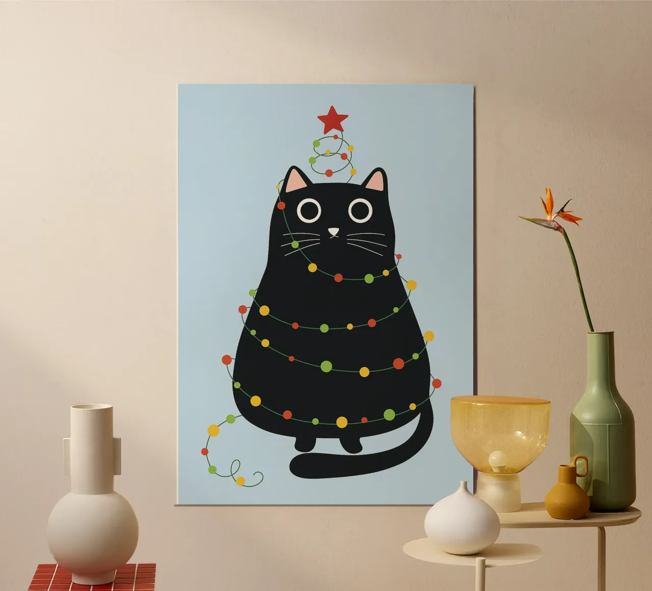lampada per gatti albero di Natale carta hahnemühle da Avocadoz
