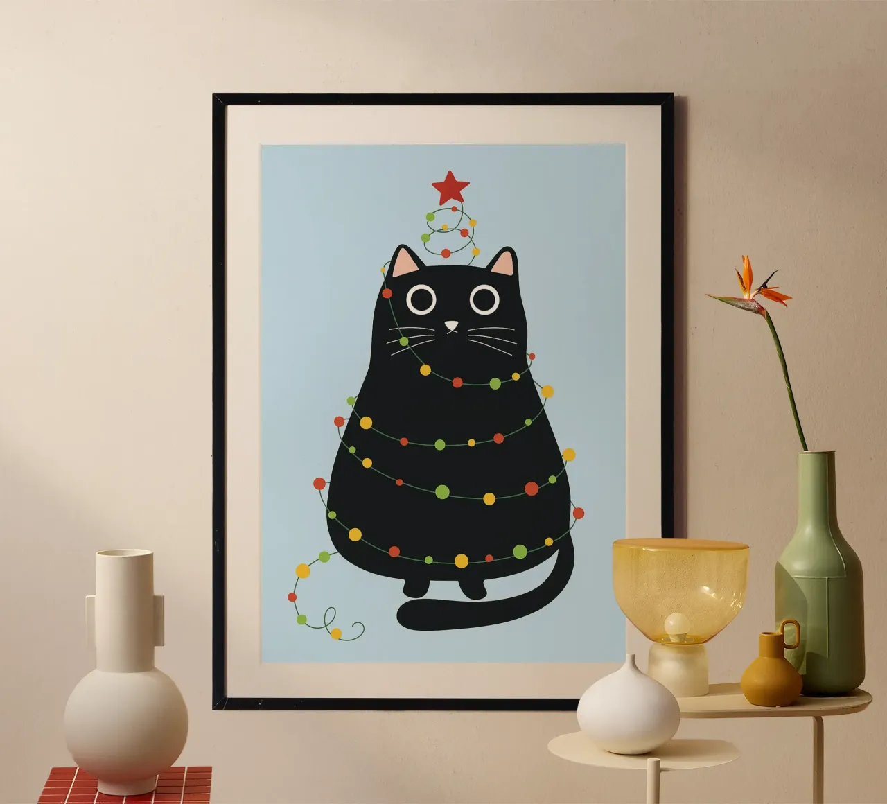 lampada per gatti albero di Natale carta hahnemühle da Avocadoz