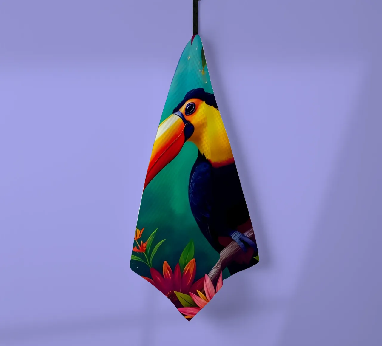 🦜🌺 Toucan | Tropical Radiance - Maximalist Jungle Glow torchon de LUMAQUA STUDIO