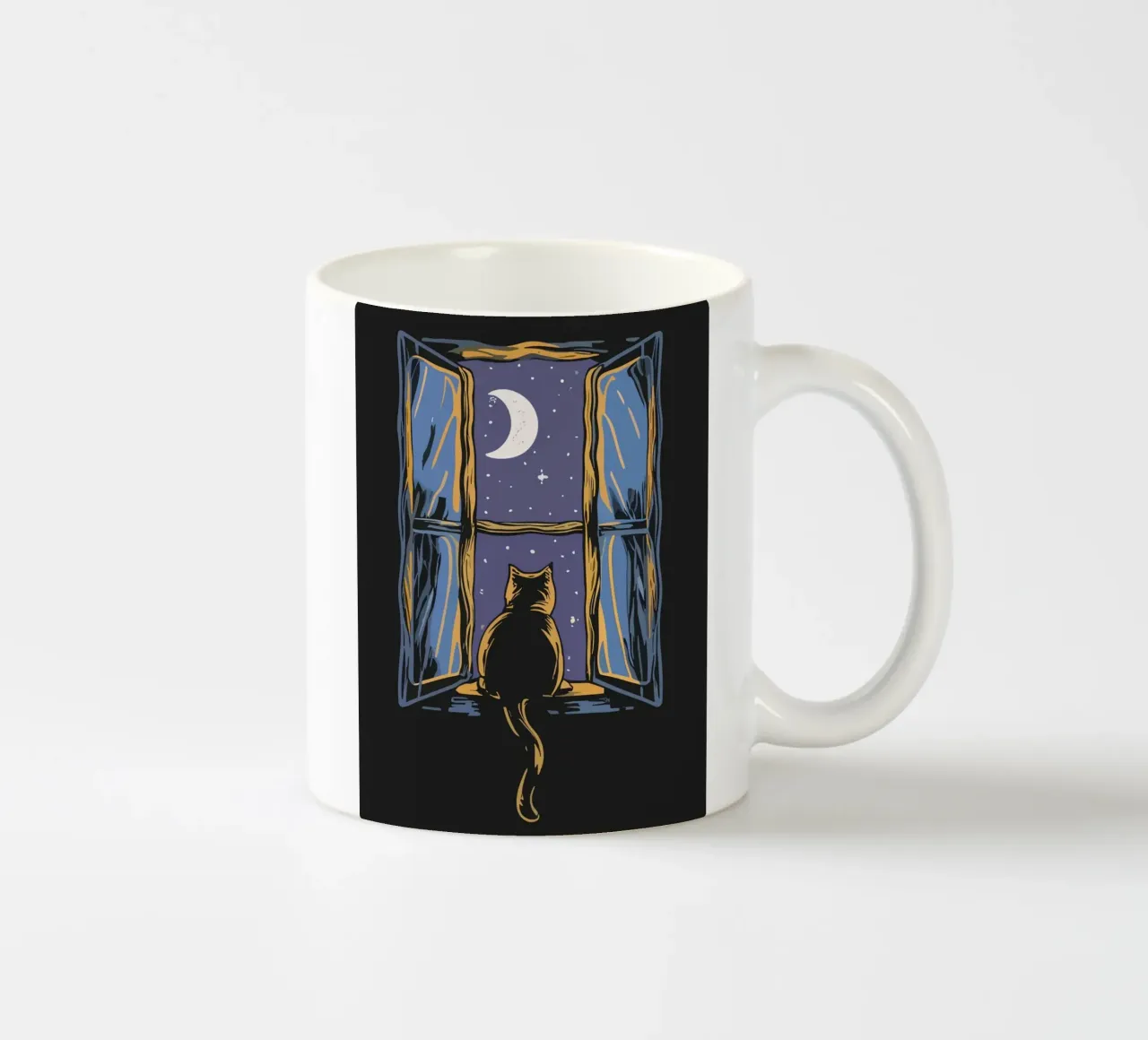 cat on window night tazza in ceramica da scoten