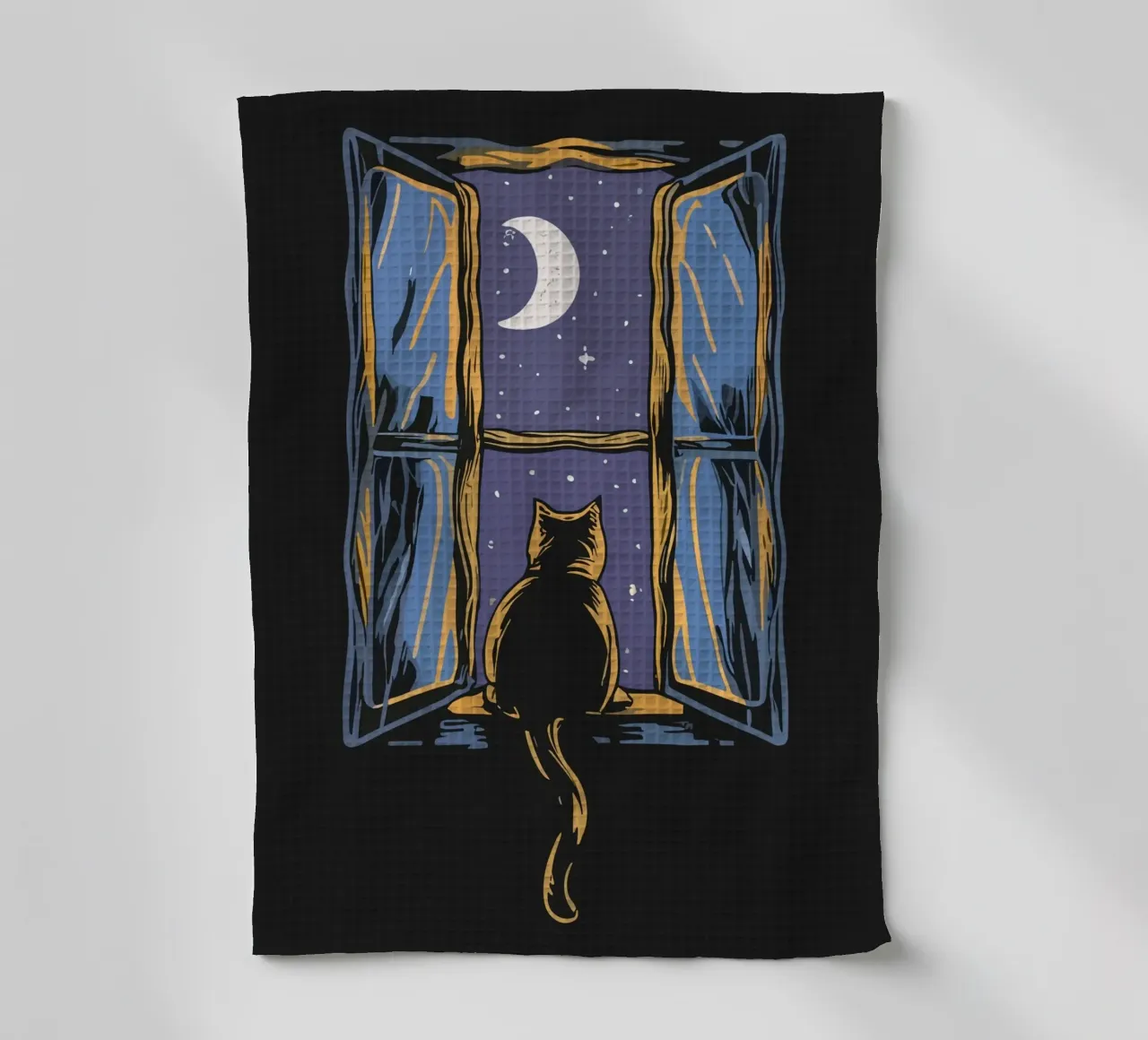 cat on window night canovaccio da cucina da scoten