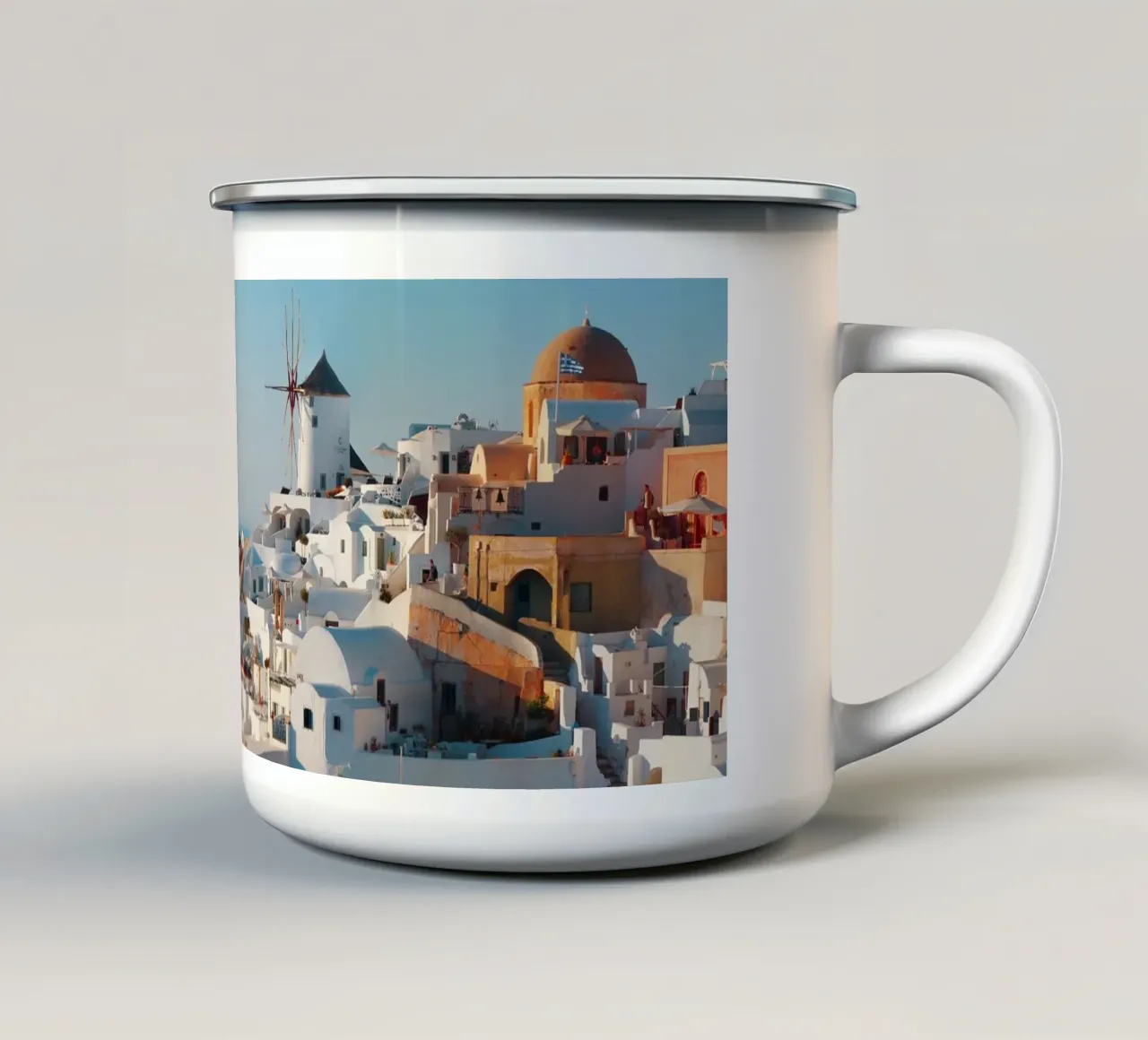 Oia Santorini (Greece) tazza in smalto da Fjöllart