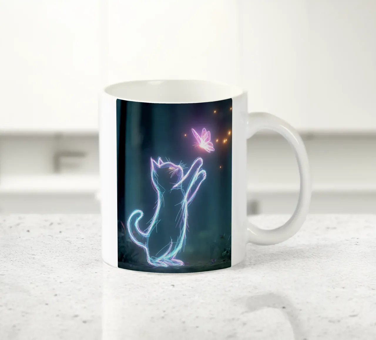 light cat and butterfly keramische mok van scoten