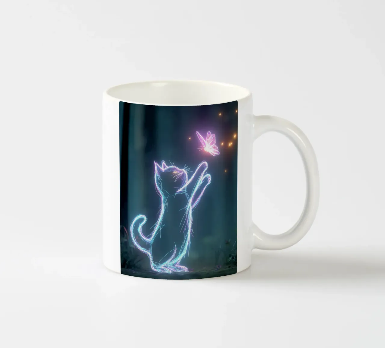 light cat and butterfly keramische mok van scoten