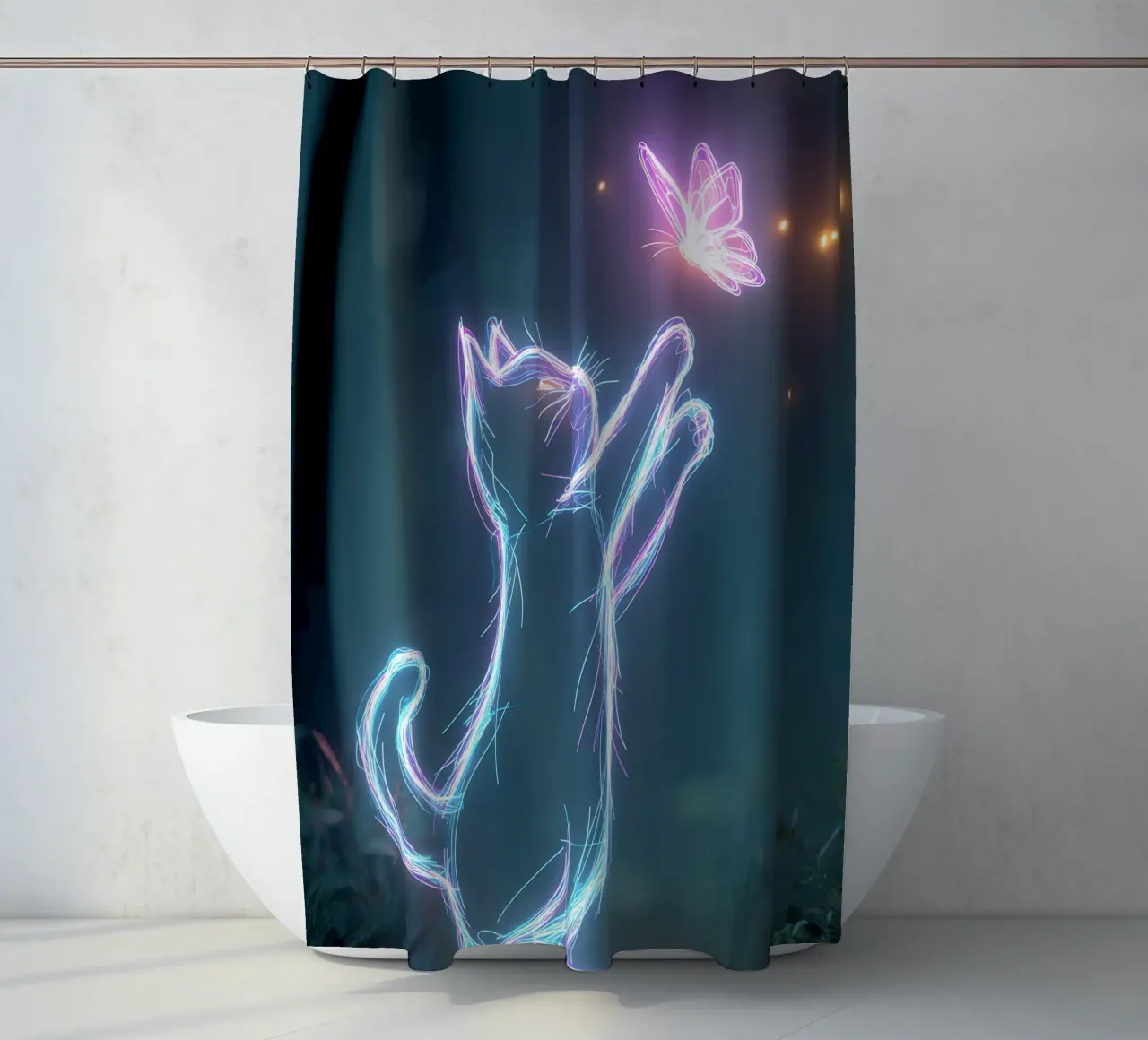 light cat and butterfly tenda da doccia da scoten