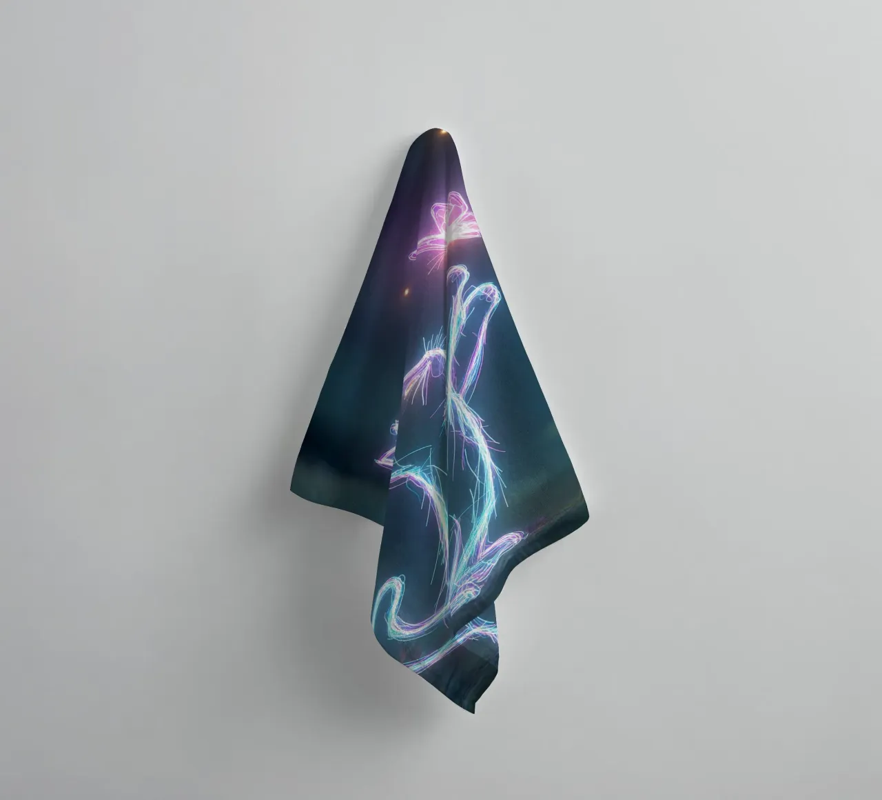 light cat and butterfly towel by scoten