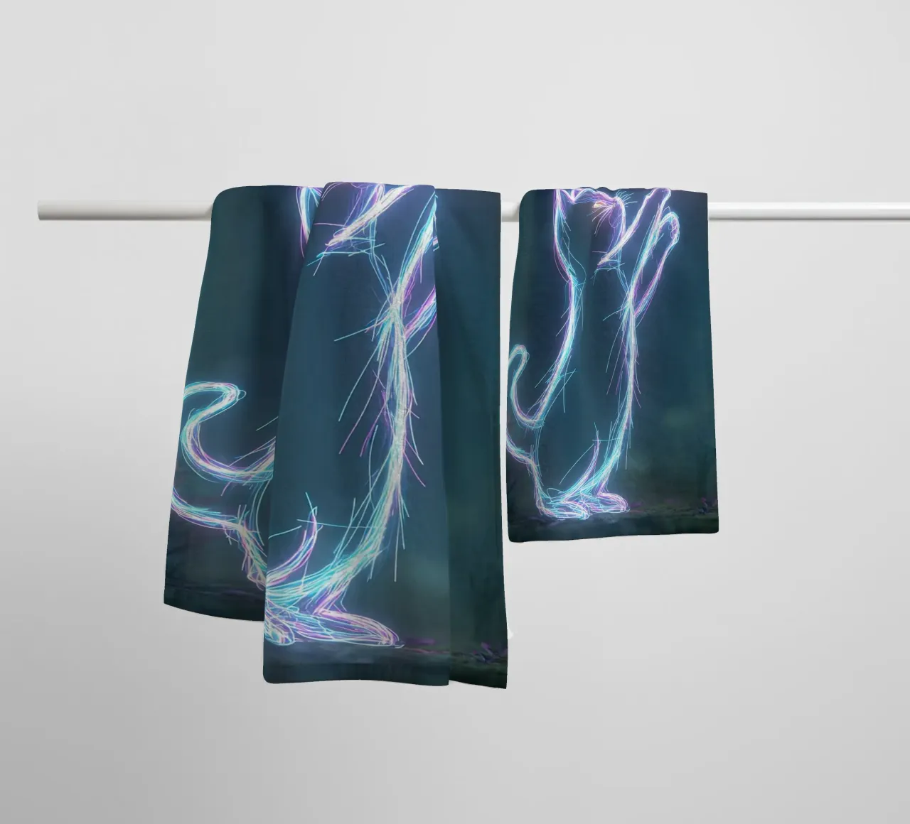 light cat and butterfly towel by scoten